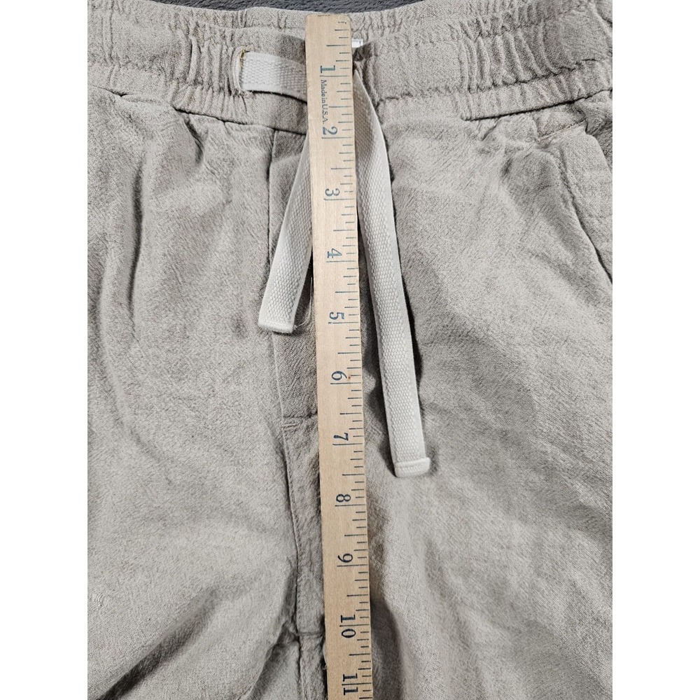 Zara Linen Blend Pull On Shorts Beige Elastic Waist Womens Medium Distressed - Picture 10 of 10